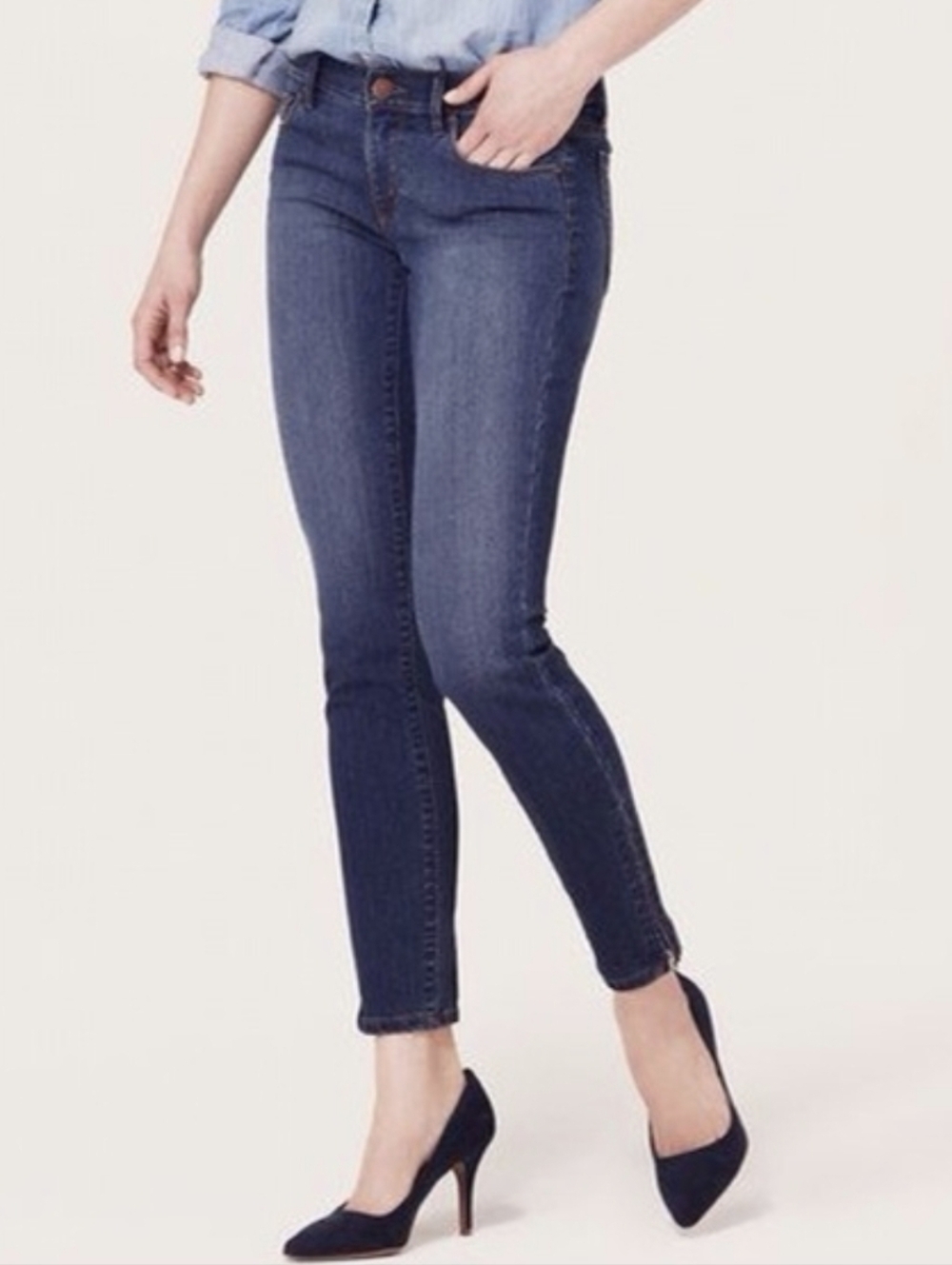 Ann Taylor LOFT Modern Skinny Ankle Jeans with Ankle Zippers
